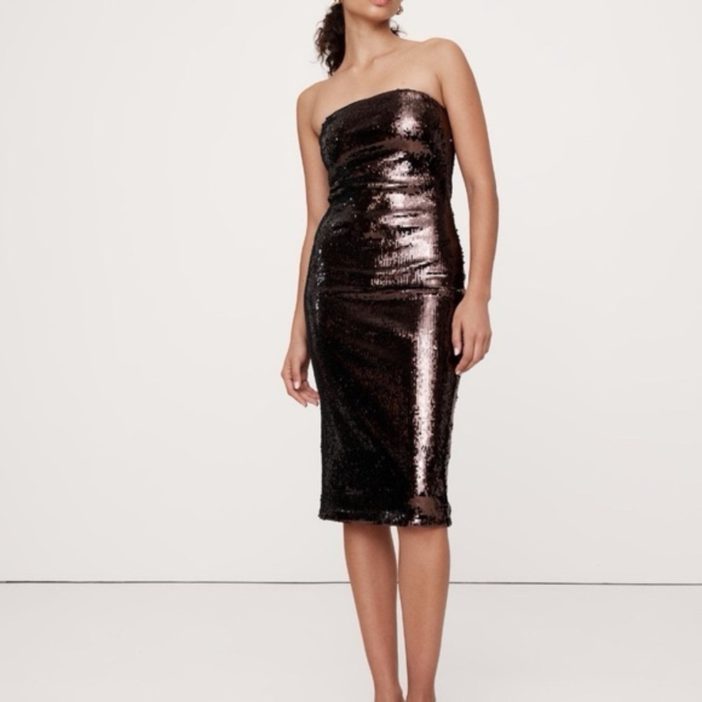 Banana Republic Dark Brown Strapless Sequin Dress